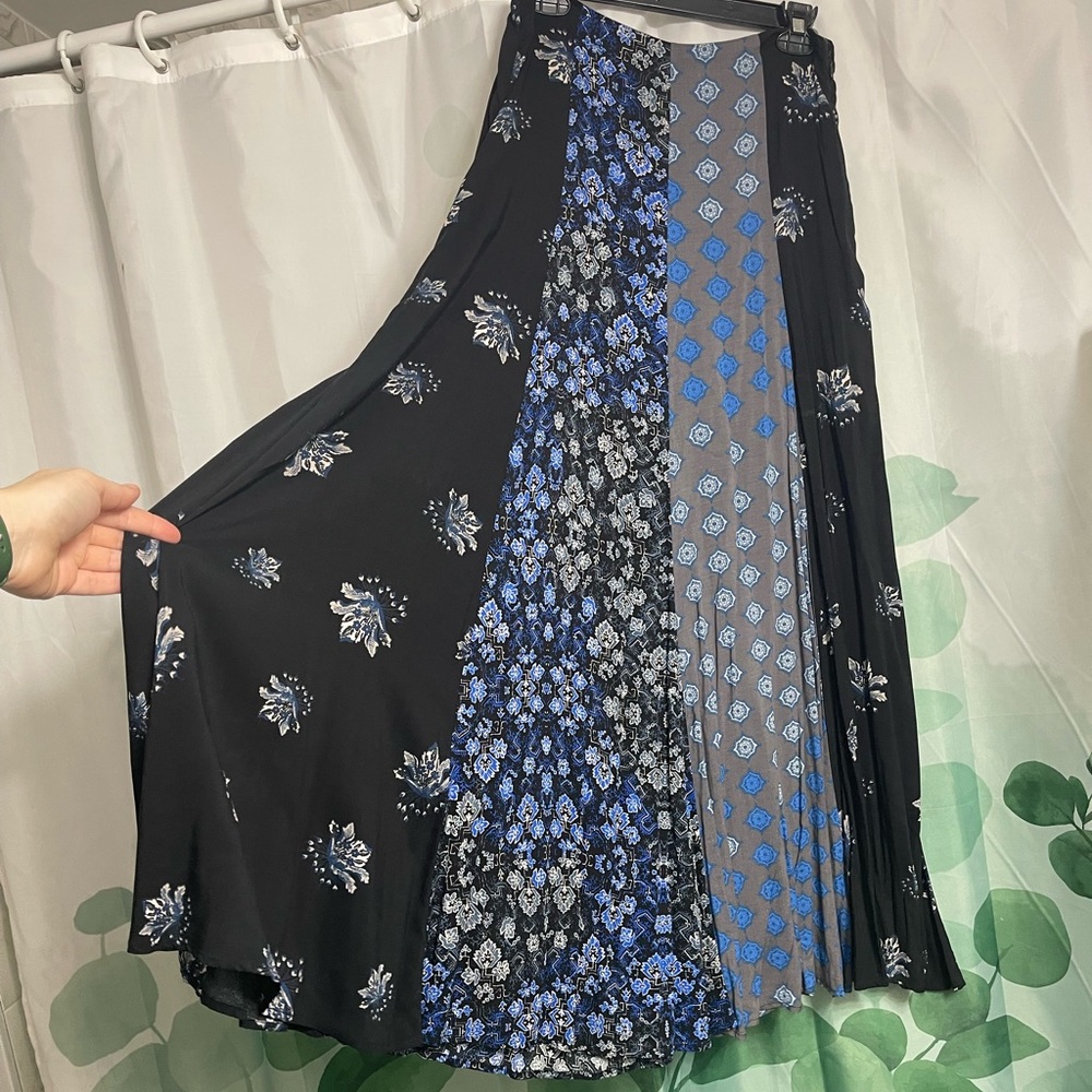 Free People Black Floral Maxi Skirt
